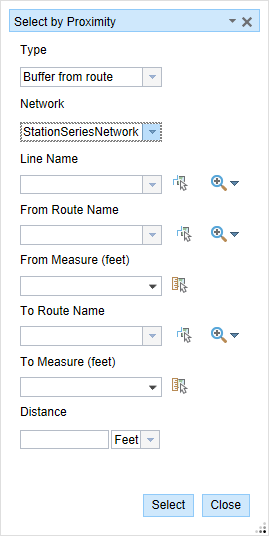 Select by Proximity: Buffer from route